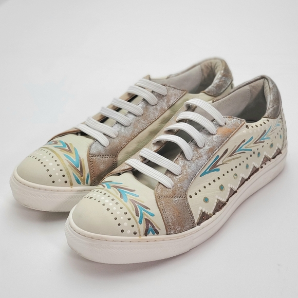 Karma of Charme Shoes - Karma Of Charme Naïf Hand Painted Leather Low Top Women Sneakers Sz 37 / US 6.5